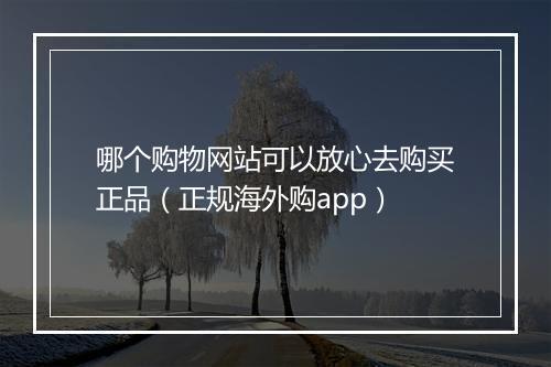 哪个购物网站可以放心去购买正品（正规海外购app）