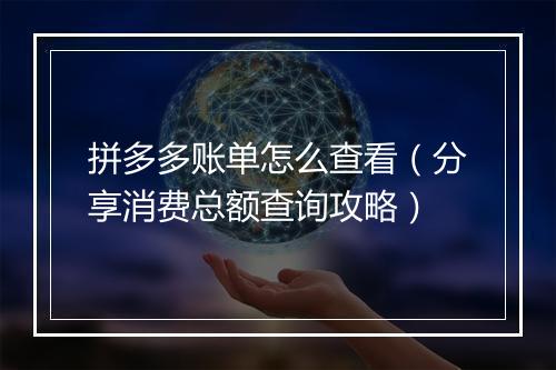 拼多多账单怎么查看（分享消费总额查询攻略）