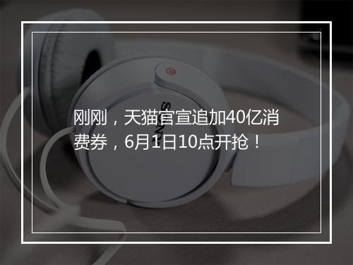 刚刚，天猫官宣追加40亿消费券，6月1日10点开抢！