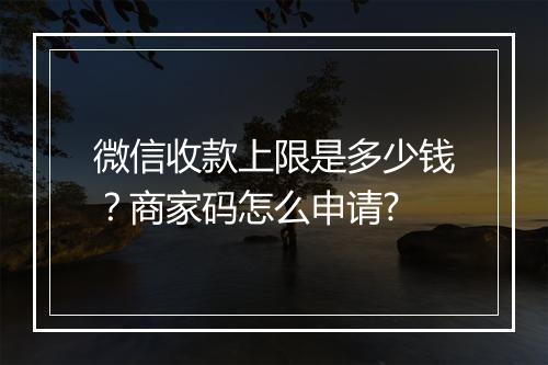 微信收款上限是多少钱？商家码怎么申请?