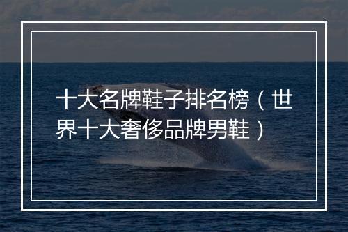 十大名牌鞋子排名榜（世界十大奢侈品牌男鞋）