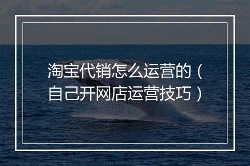 淘宝代销怎么运营的（自己开网店运营技巧）