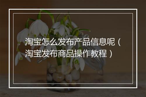 淘宝怎么发布产品信息呢（淘宝发布商品操作教程）