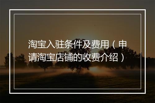 淘宝入驻条件及费用（申请淘宝店铺的收费介绍）
