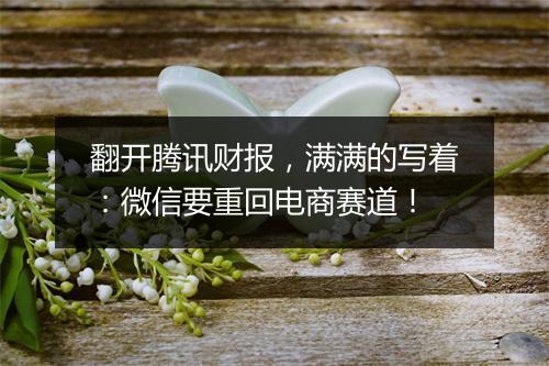 翻开腾讯财报，满满的写着：微信要重回电商赛道！