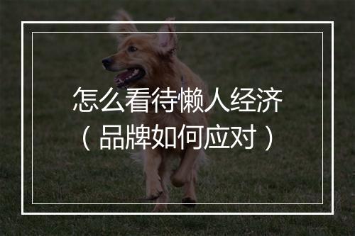 怎么看待懒人经济（品牌如何应对）