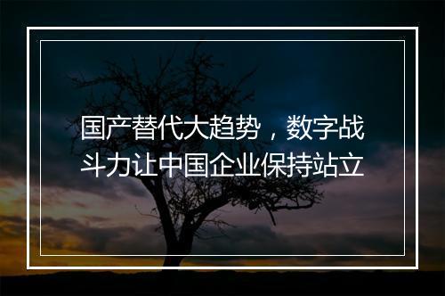 国产替代大趋势，数字战斗力让中国企业保持站立