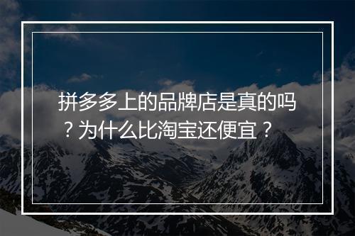 拼多多上的品牌店是真的吗？为什么比淘宝还便宜？