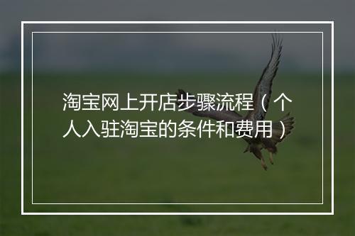 淘宝网上开店步骤流程（个人入驻淘宝的条件和费用）