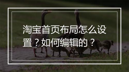 淘宝首页布局怎么设置？如何编辑的？