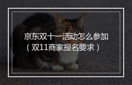 京东双十一活动怎么参加（双11商家报名要求）