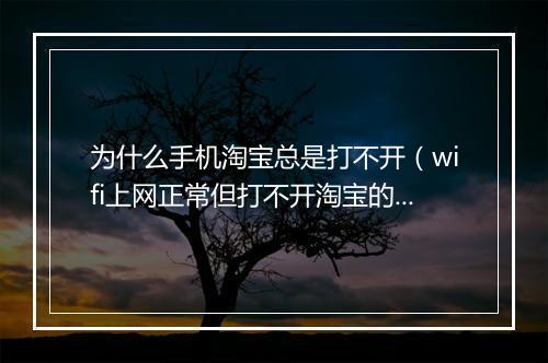 为什么手机淘宝总是打不开（wifi上网正常但打不开淘宝的原因）