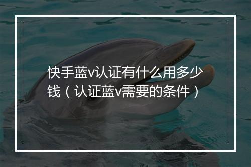 快手蓝v认证有什么用多少钱（认证蓝v需要的条件）