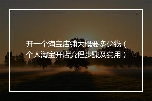 开一个淘宝店铺大概要多少钱（个人淘宝开店流程步骤及费用）