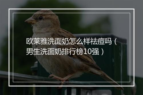 欧莱雅洗面奶怎么样祛痘吗（男生洗面奶排行榜10强）