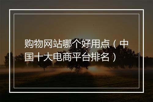 购物网站哪个好用点（中国十大电商平台排名）