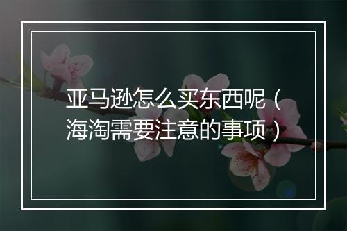 亚马逊怎么买东西呢（海淘需要注意的事项）