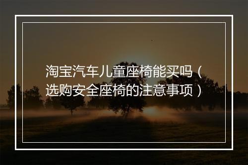 淘宝汽车儿童座椅能买吗（选购安全座椅的注意事项）