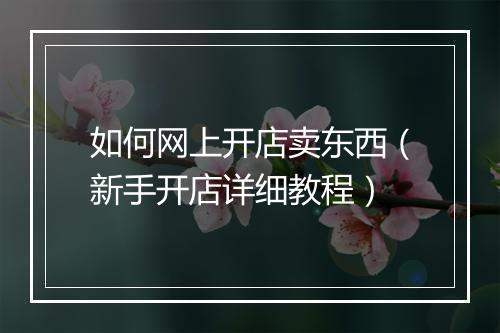 如何网上开店卖东西（新手开店详细教程）