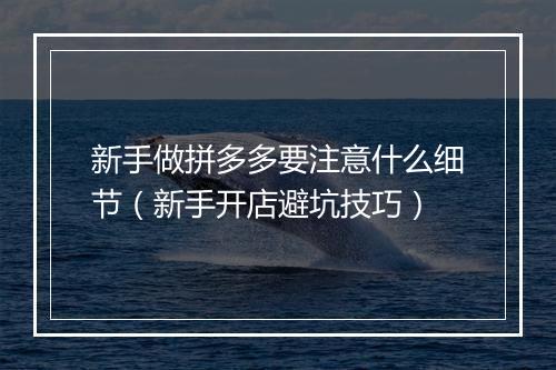 新手做拼多多要注意什么细节（新手开店避坑技巧）
