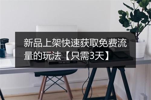 新品上架快速获取免费流量的玩法【只需3天】