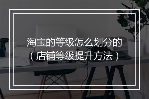 淘宝的等级怎么划分的（店铺等级提升方法）