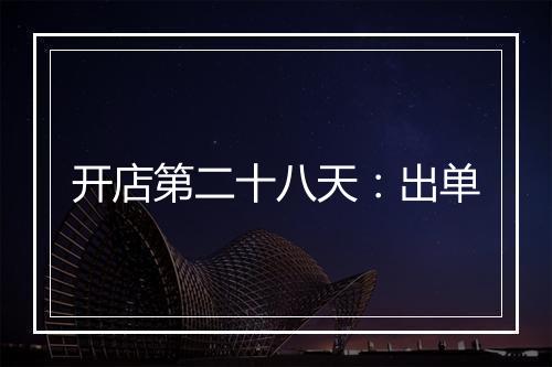 开店第二十八天：出单