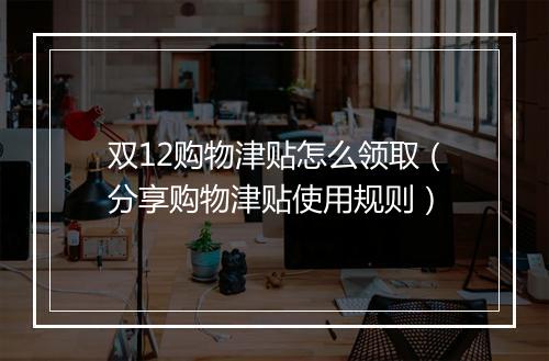 双12购物津贴怎么领取（分享购物津贴使用规则）