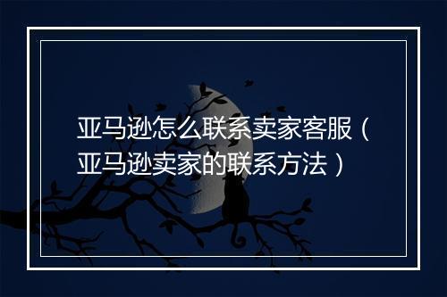 亚马逊怎么联系卖家客服（亚马逊卖家的联系方法）