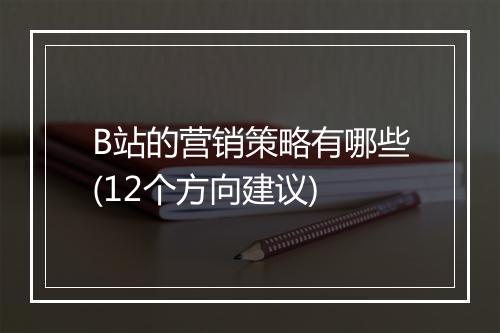 B站的营销策略有哪些(12个方向建议)
