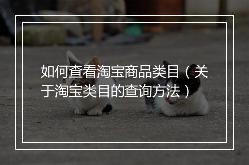 如何查看淘宝商品类目（关于淘宝类目的查询方法）