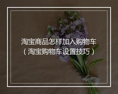淘宝商品怎样加入购物车（淘宝购物车设置技巧）