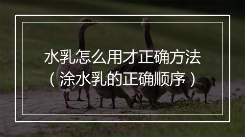 水乳怎么用才正确方法（涂水乳的正确顺序）