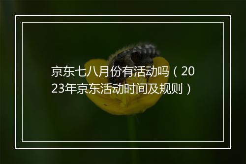 京东七八月份有活动吗（2023年京东活动时间及规则）