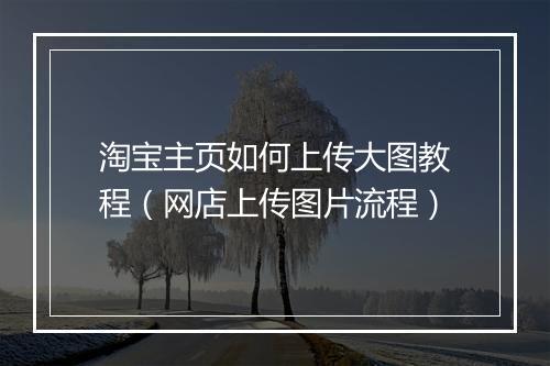 淘宝主页如何上传大图教程（网店上传图片流程）