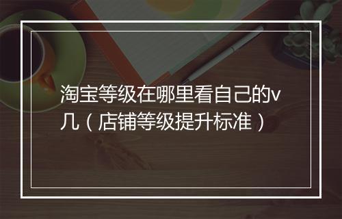 淘宝等级在哪里看自己的v几（店铺等级提升标准）