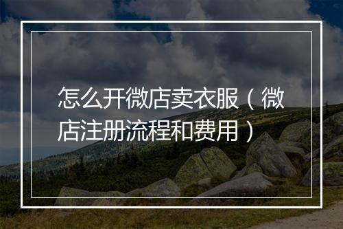 怎么开微店卖衣服（微店注册流程和费用）