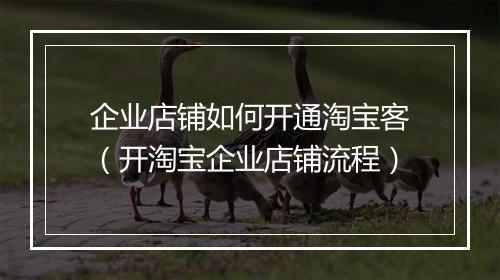 企业店铺如何开通淘宝客（开淘宝企业店铺流程）