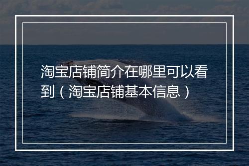 淘宝店铺简介在哪里可以看到（淘宝店铺基本信息）