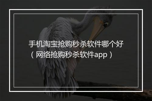 手机淘宝抢购秒杀软件哪个好（网络抢购秒杀软件app）