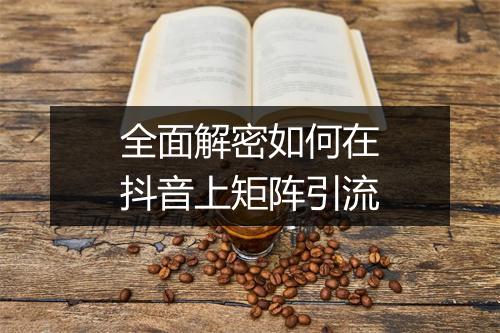 全面解密如何在抖音上矩阵引流
