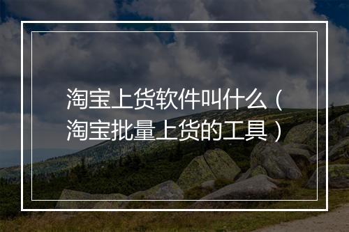 淘宝上货软件叫什么（淘宝批量上货的工具）