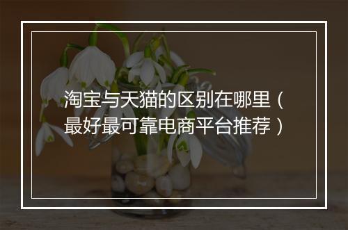 淘宝与天猫的区别在哪里（最好最可靠电商平台推荐）