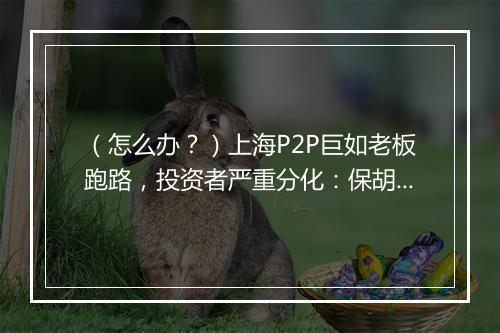 （怎么办？）上海P2P巨如老板跑路，投资者严重分化：保胡派和抓胡派快要决裂了
