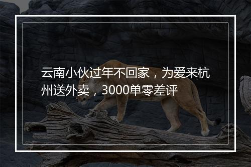 云南小伙过年不回家，为爱来杭州送外卖，3000单零差评