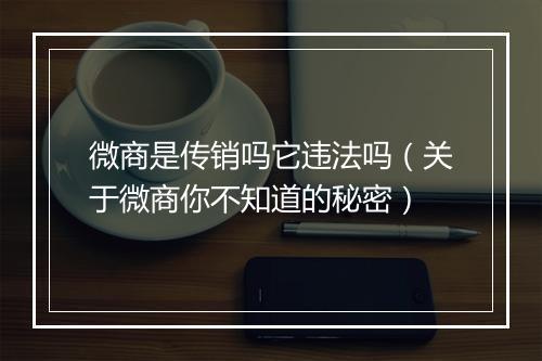 微商是传销吗它违法吗（关于微商你不知道的秘密）