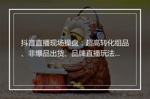 抖音直播现场操盘：超高转化组品、非爆品出货、品牌直播玩法｜夜话会 55
