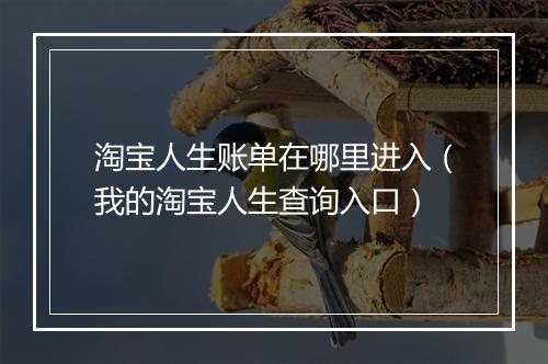 淘宝人生账单在哪里进入（我的淘宝人生查询入口）
