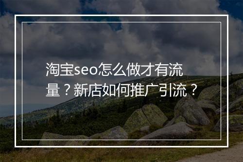 淘宝seo怎么做才有流量？新店如何推广引流？
