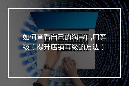 如何查看自己的淘宝信用等级（提升店铺等级的方法）